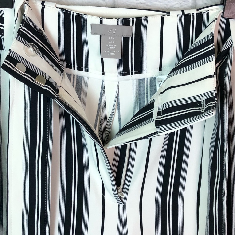 H&M size 6 palazzo high waist belt striped pants - Picture 5 of 5